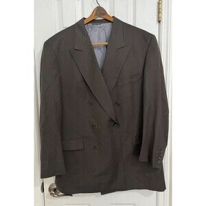 Size-XL Briggs Ltd Super 100s Wool Blazer 44R Brown Pinstripe Mens Sport Coat